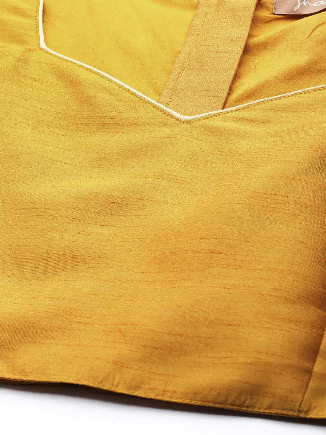 Mustard Sweetheart Neck Crop Top - Women's Lehenga Style