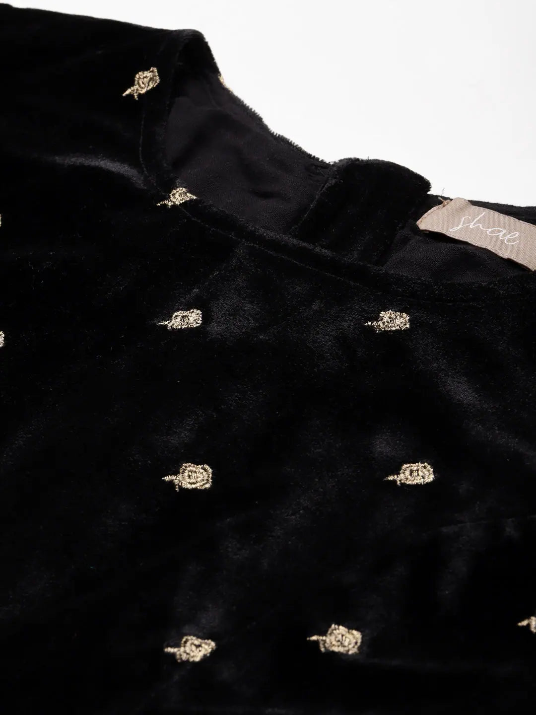 Black Embroidered Velvet Crop Top | Designer Lehenga Choli Set