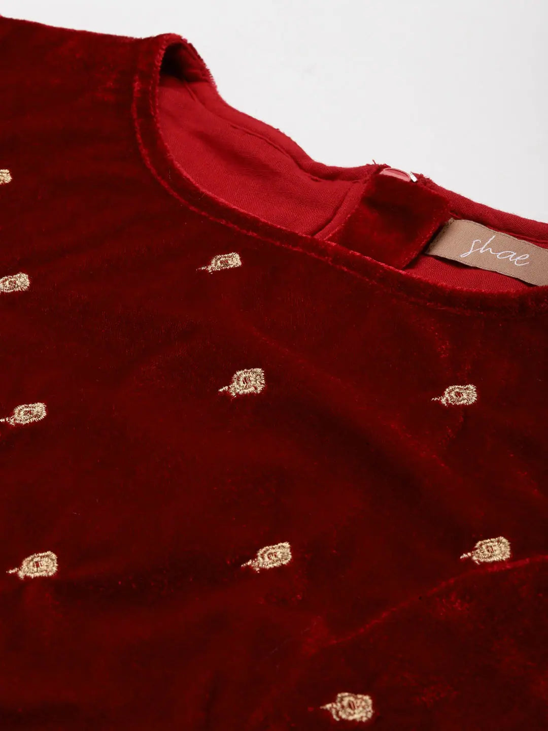 Maroon Embroidered Velvet Crop Top | Party Wear Lehenga Choli