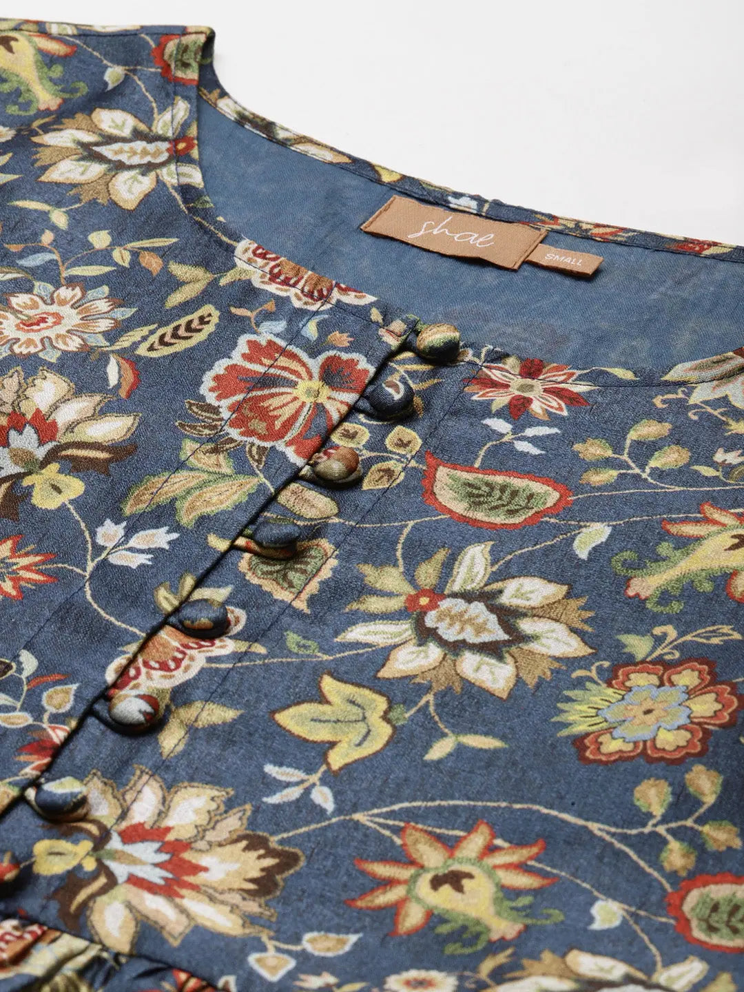 Navy Floral Front Button Top - Chic Women's Western Wear