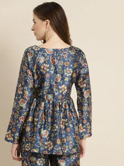 Navy Floral Front Button Top-SHTOP40385XS