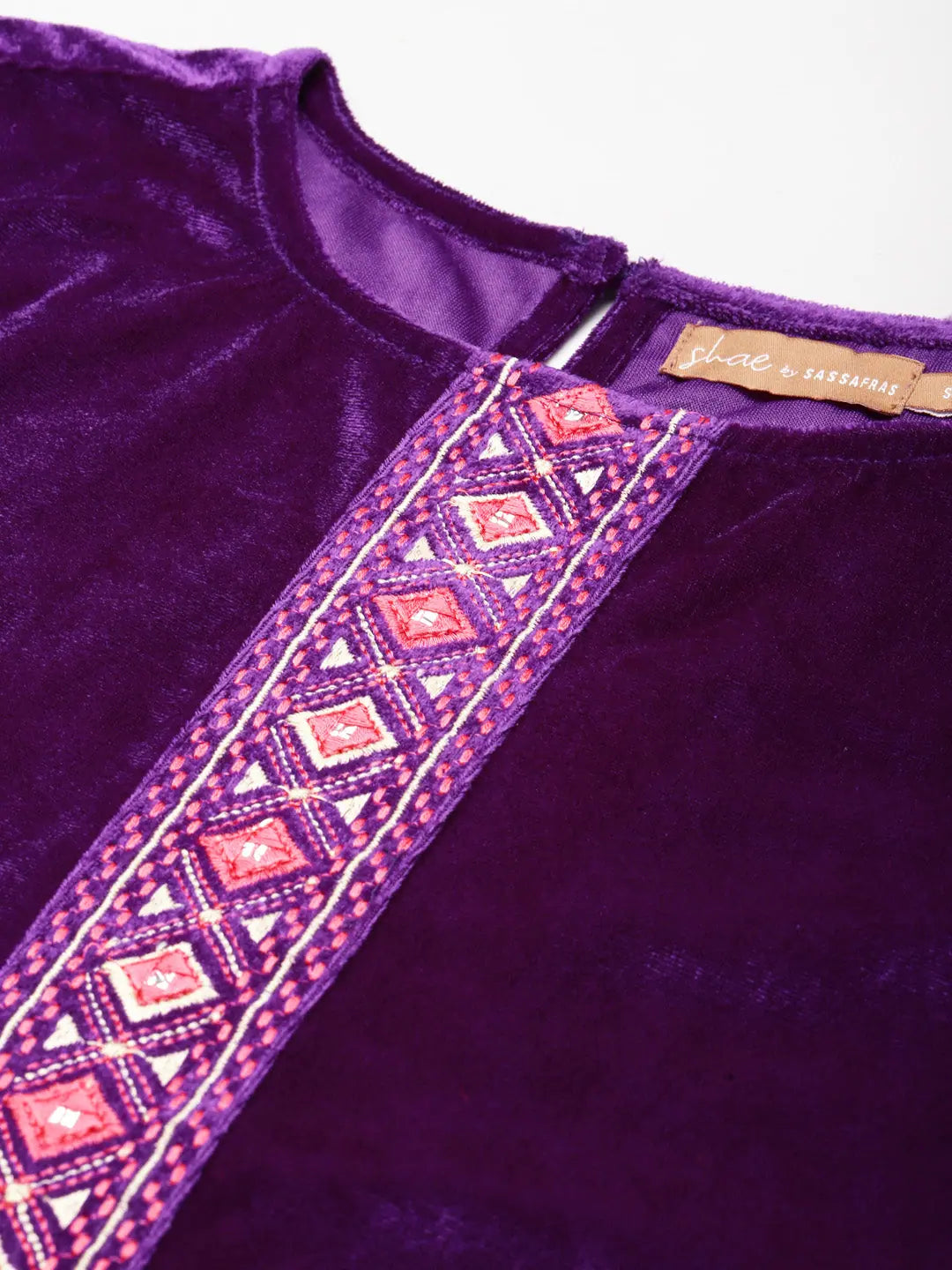 Purple Velvet Embroidered Top - Traditional Indian Lehenga Look