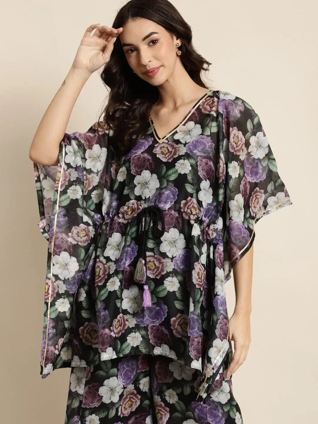 Black Floral Short Kurti - Stylish Indian Top for Women