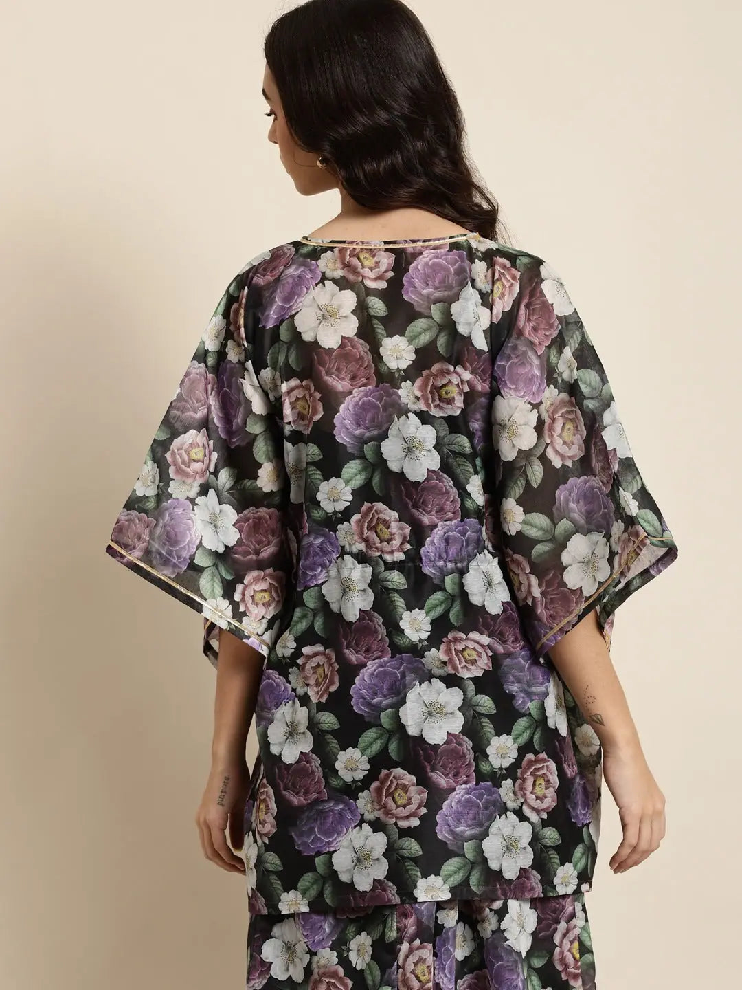 Black Floral Short Kurti - Stylish Indian Top for Women