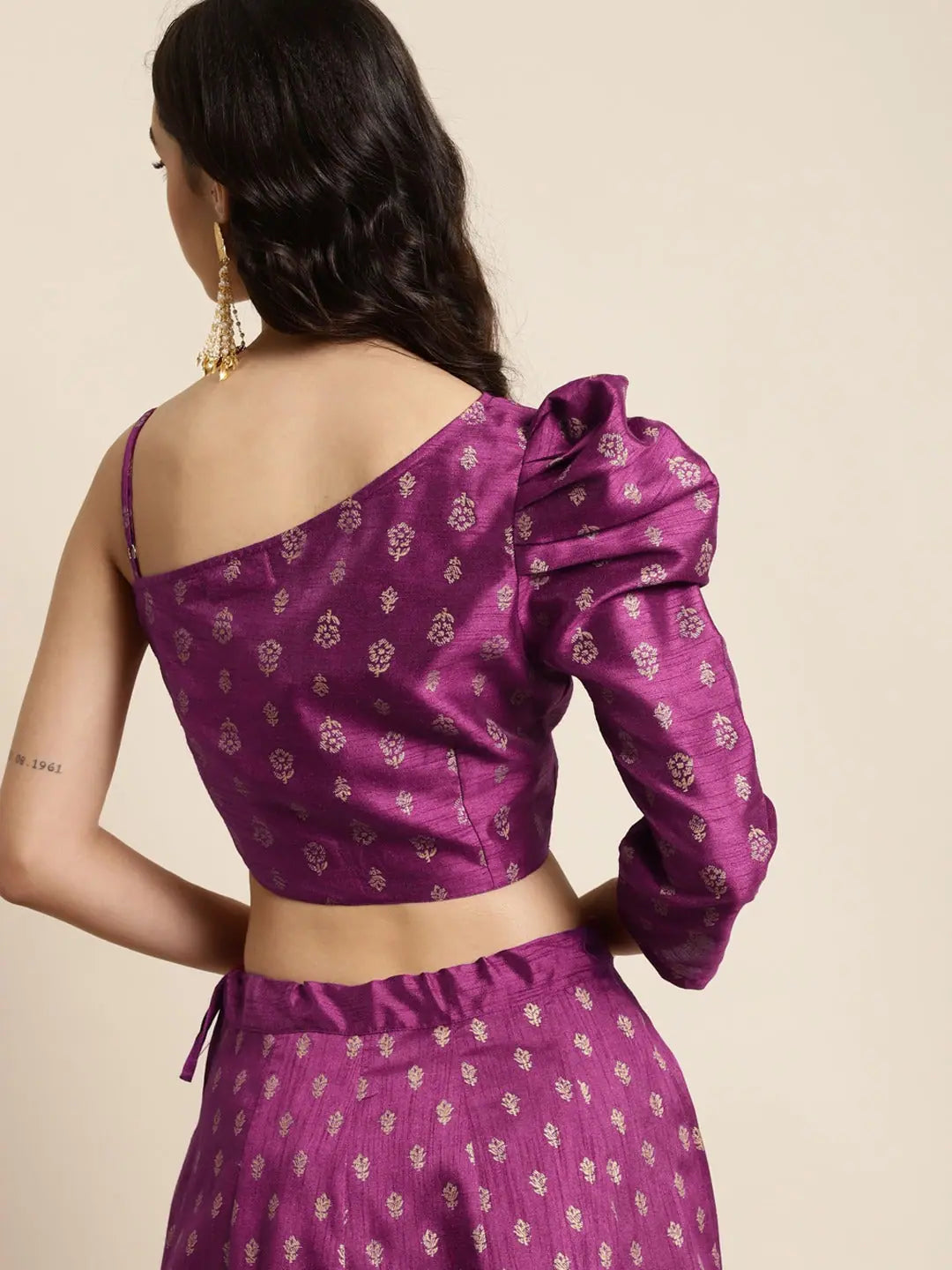Purple Foil Crop Top | Women's Lehenga Choli Alternative