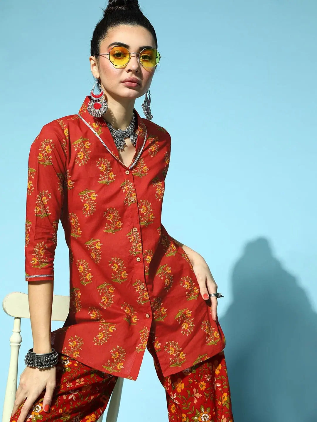 Rust Floral Top - Women's Lehenga & Party Wear Styles