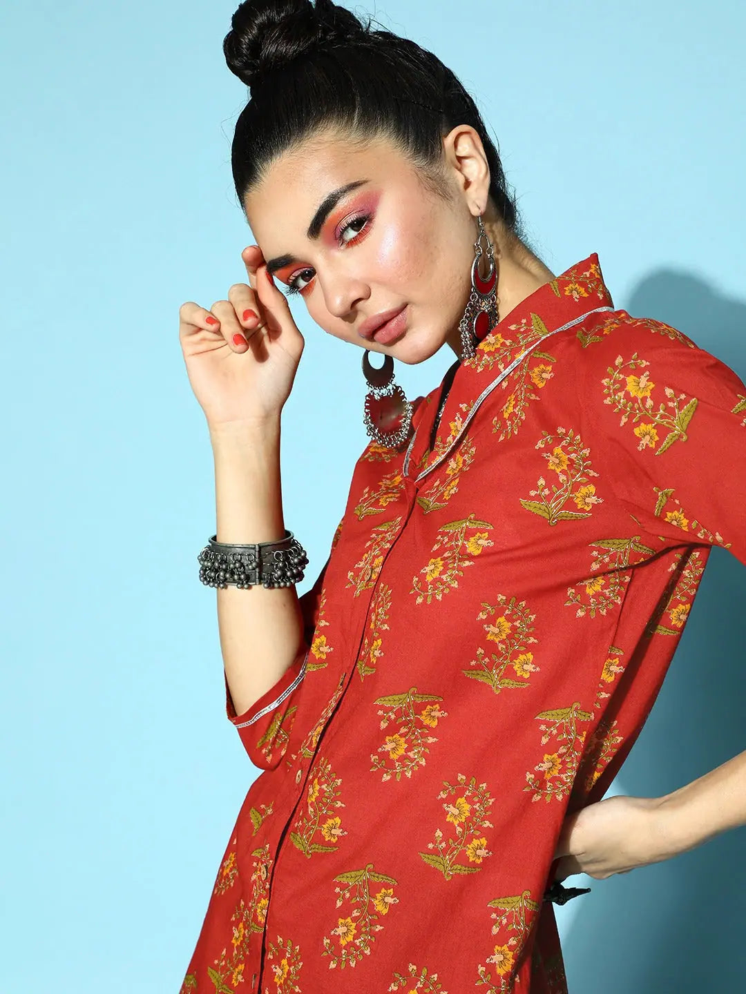 Rust Floral Top - Women's Lehenga & Party Wear Styles