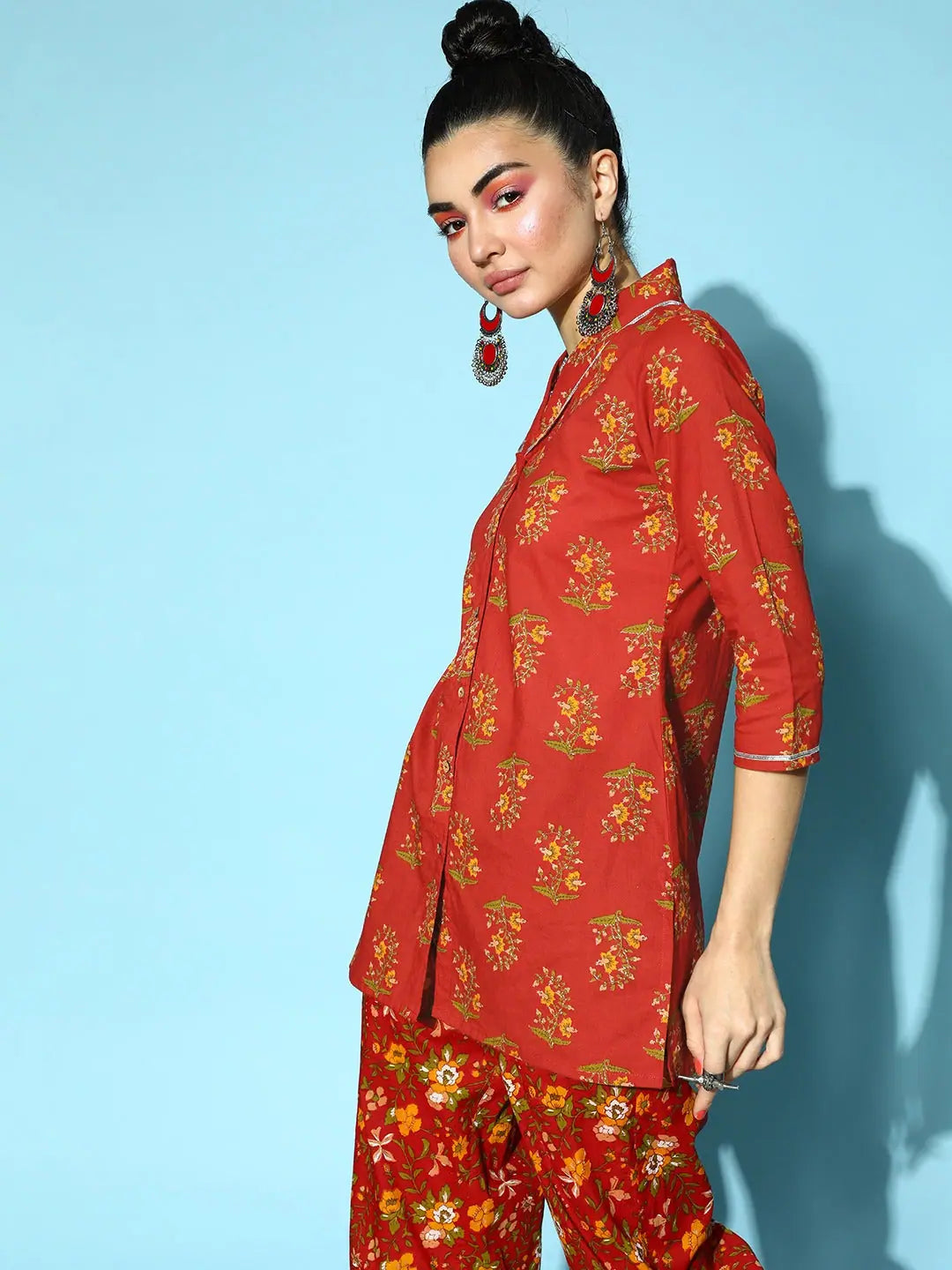 Rust Floral Top - Women's Lehenga & Party Wear Styles