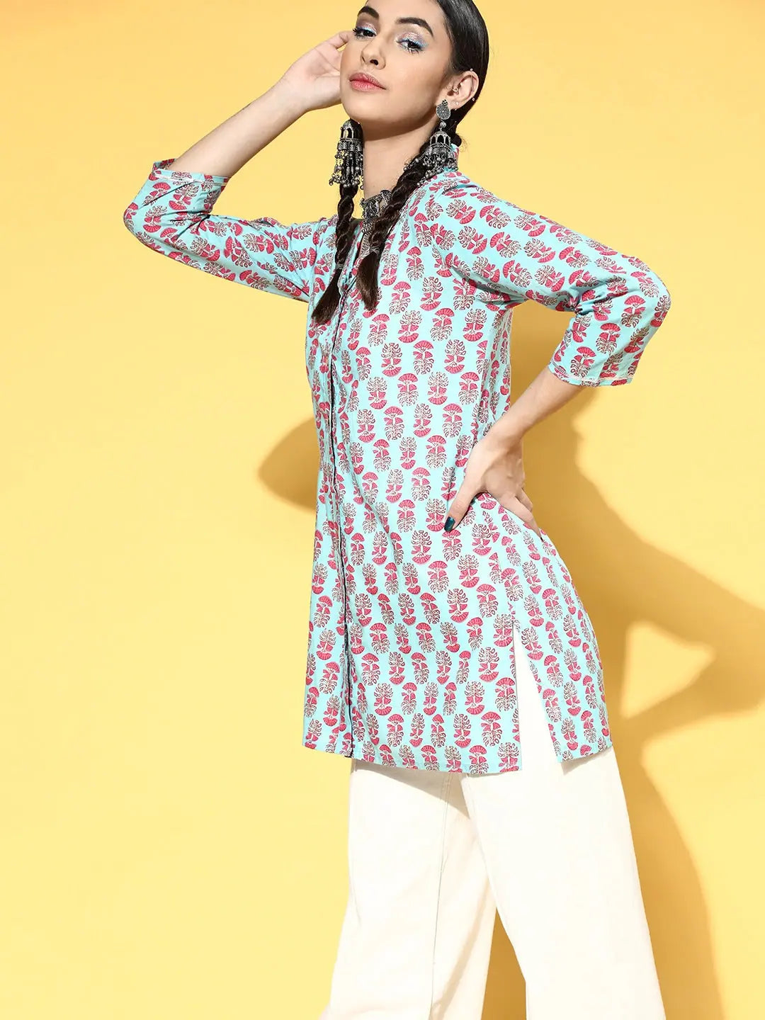 Sky Blue Floral Top - Women's Lehenga & Ethnic Styles