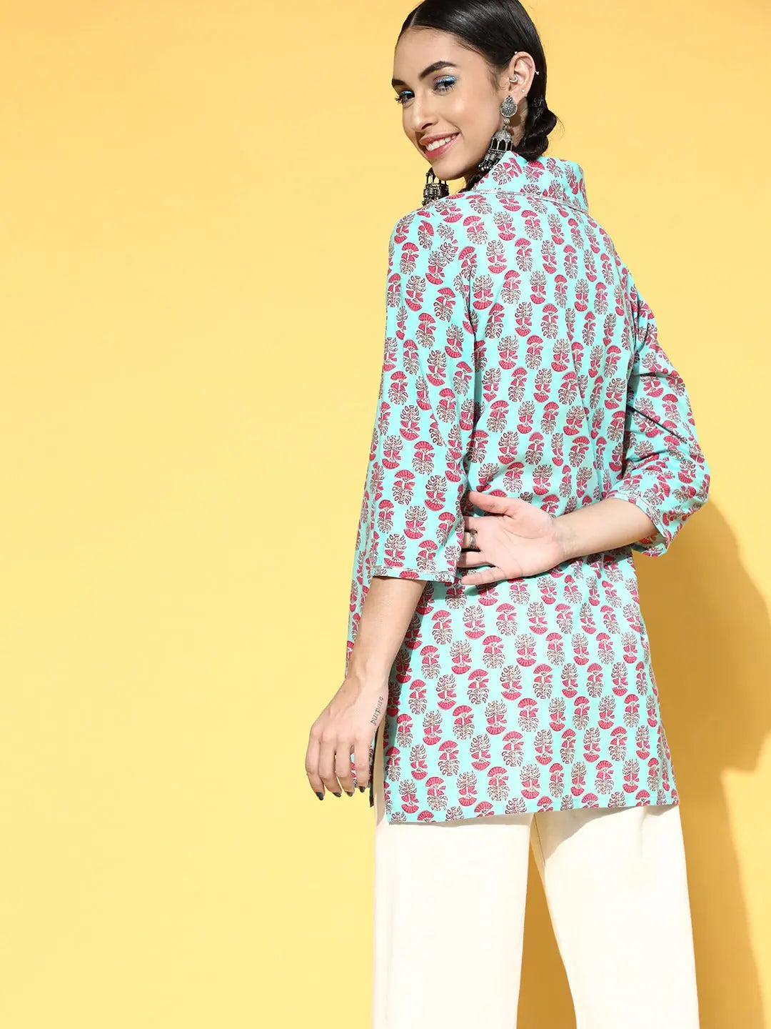 Sky Blue Floral Top - Women's Lehenga & Ethnic Styles