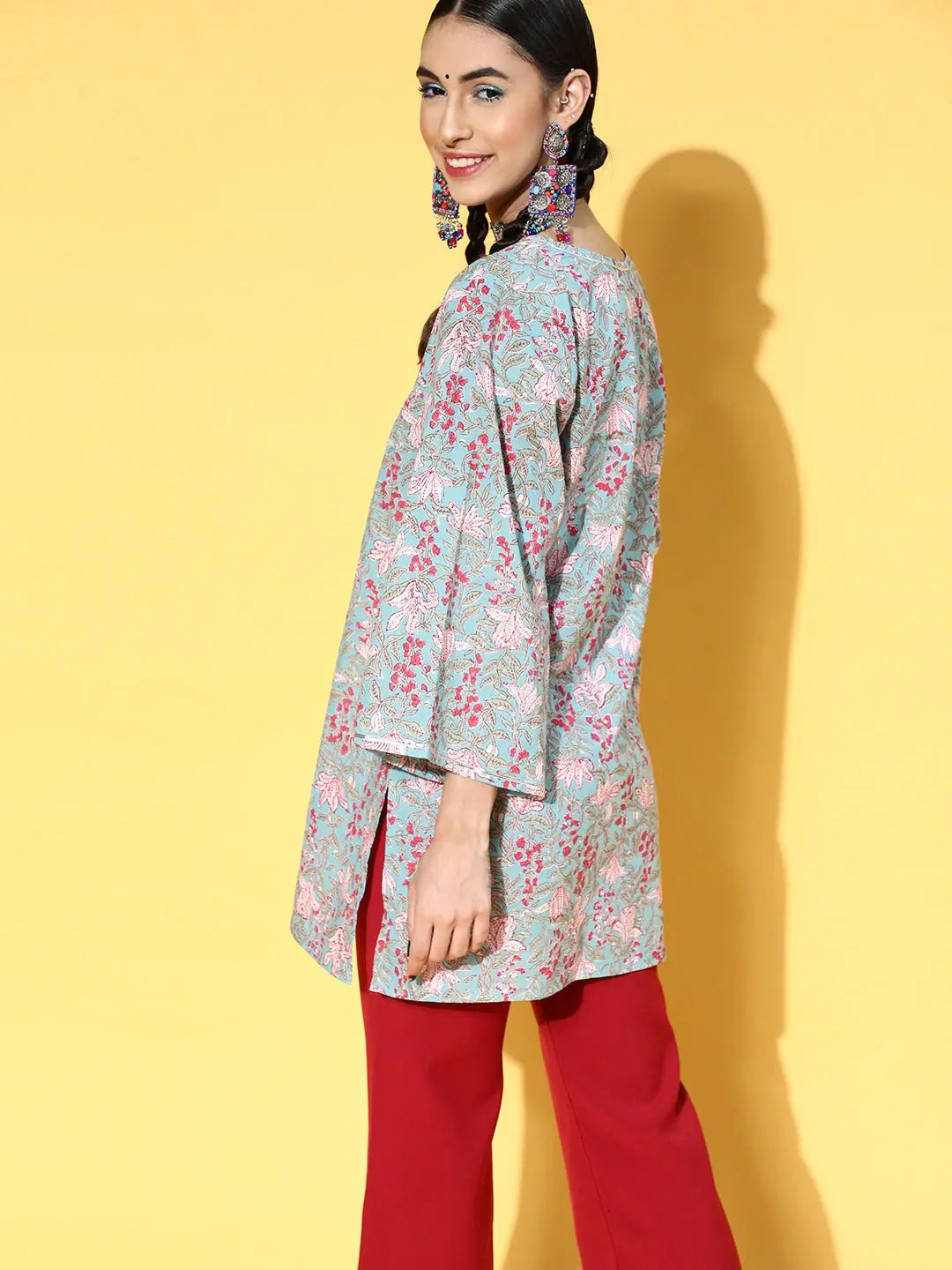 Sky Blue Floral Top - Women's Lehenga & Festive Lehenga