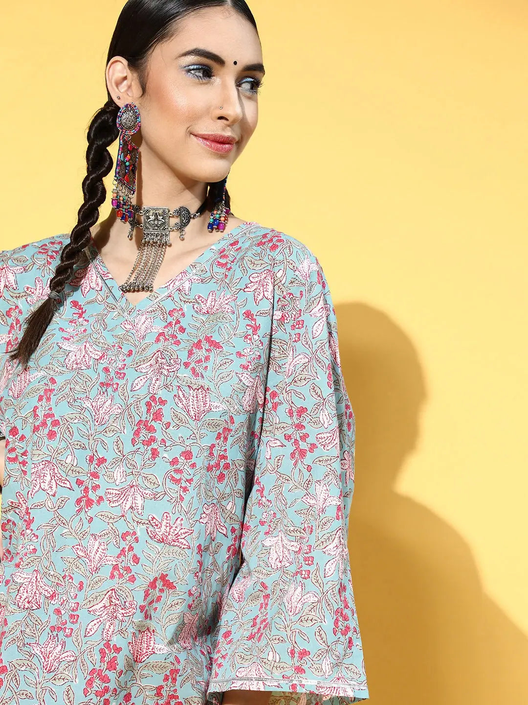 Sky Blue Floral Top - Women's Lehenga & Festive Lehenga