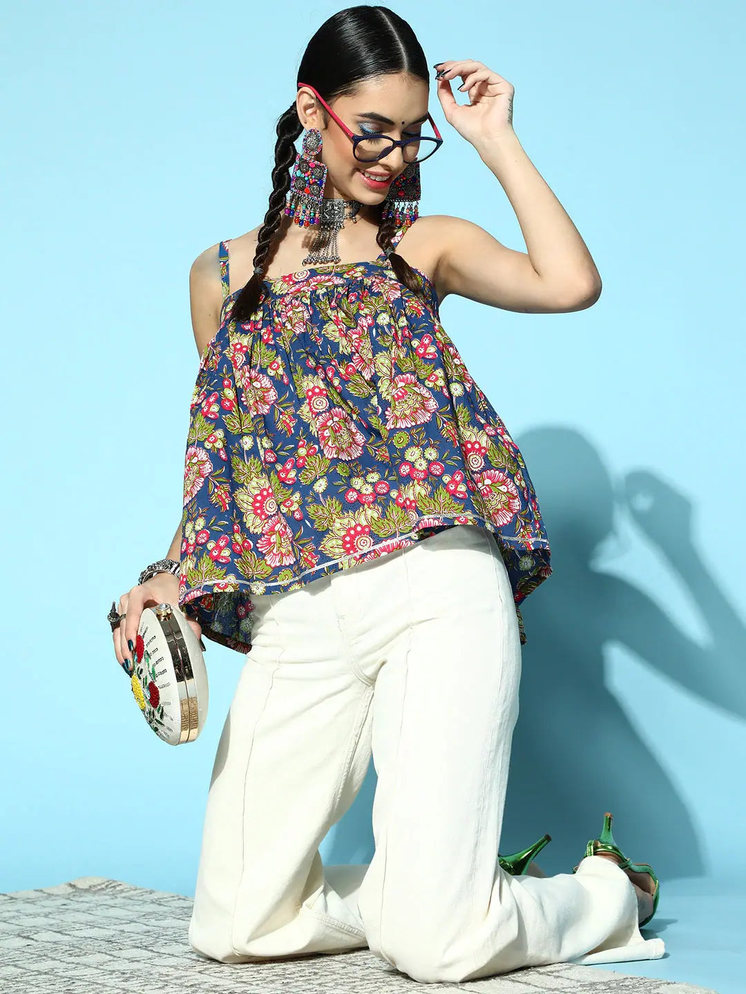 Floral Strappy Top for Women | Ethnic Lehenga Inspired