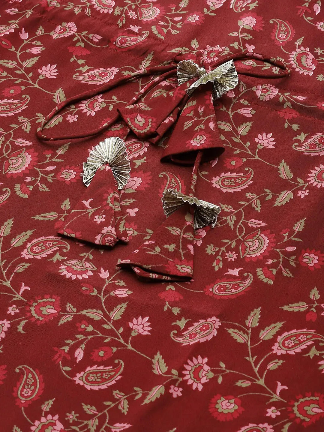 Maroon Floral Kaftan Top - Women's Indian Top Short Kurtis