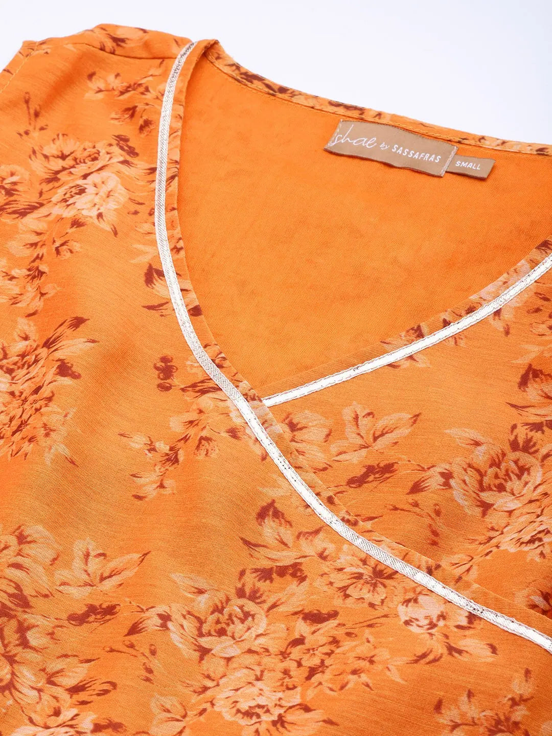 Mustard Floral Wrap Top - Women's Lehenga & Ethnic Fashion