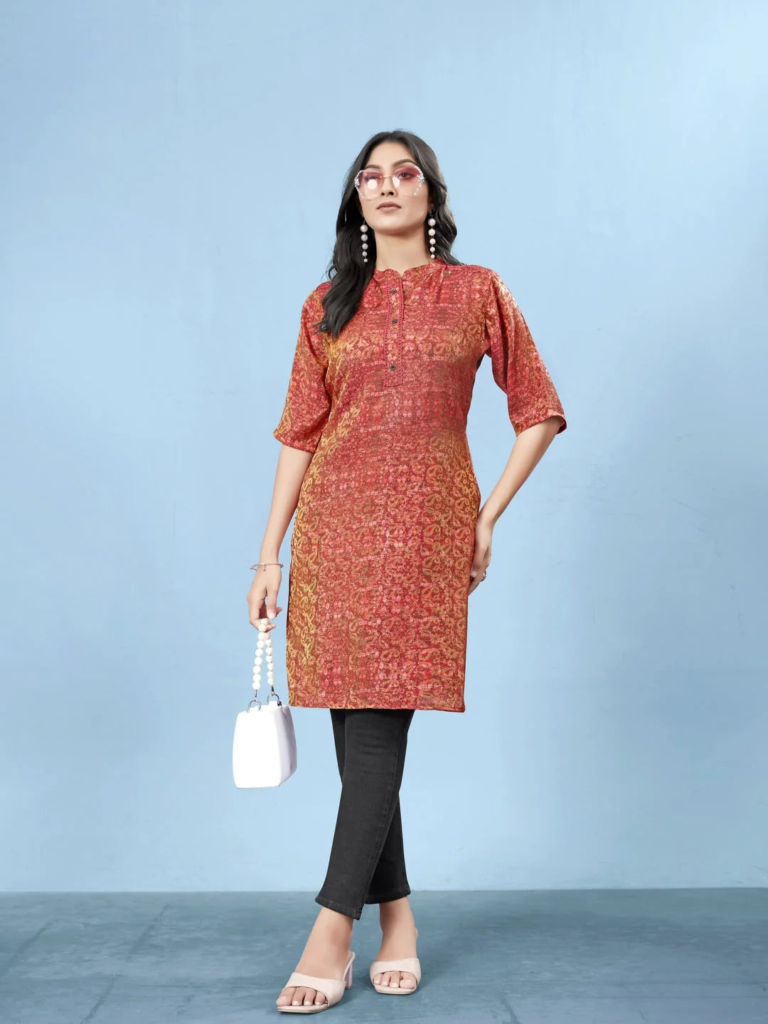 Silk Viscose with owen zari Digital Print with Inner