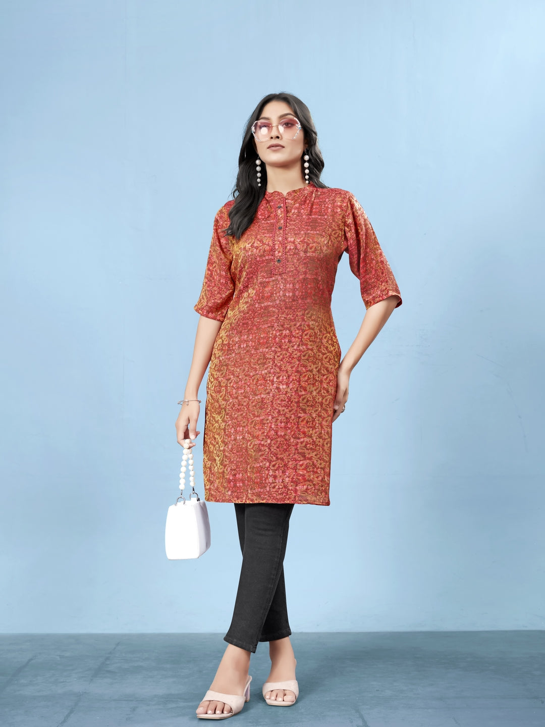Silk Viscose with owen zari Digital Print with Inner
