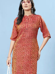Silk Viscose with owen zari Digital Print with Inner-MLWSHKT8027MUL