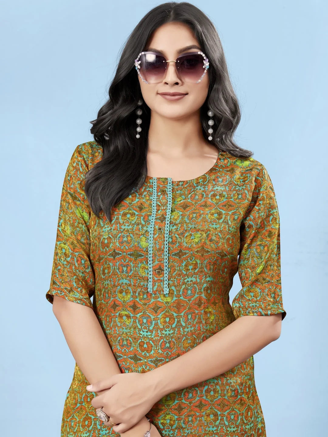 Silk Viscose with owen zari Digital Print with Inner