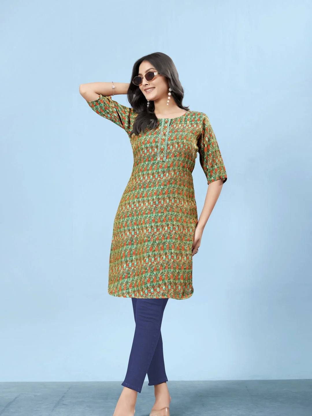 Silk Viscose with owen zari Digital Print with Inner-MLWSHKT8030MUL