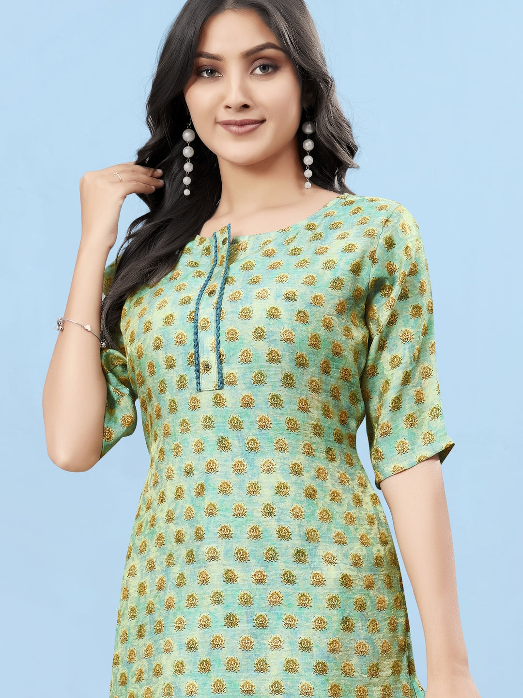 Silk Viscose with owen zari Digital Print with Inner