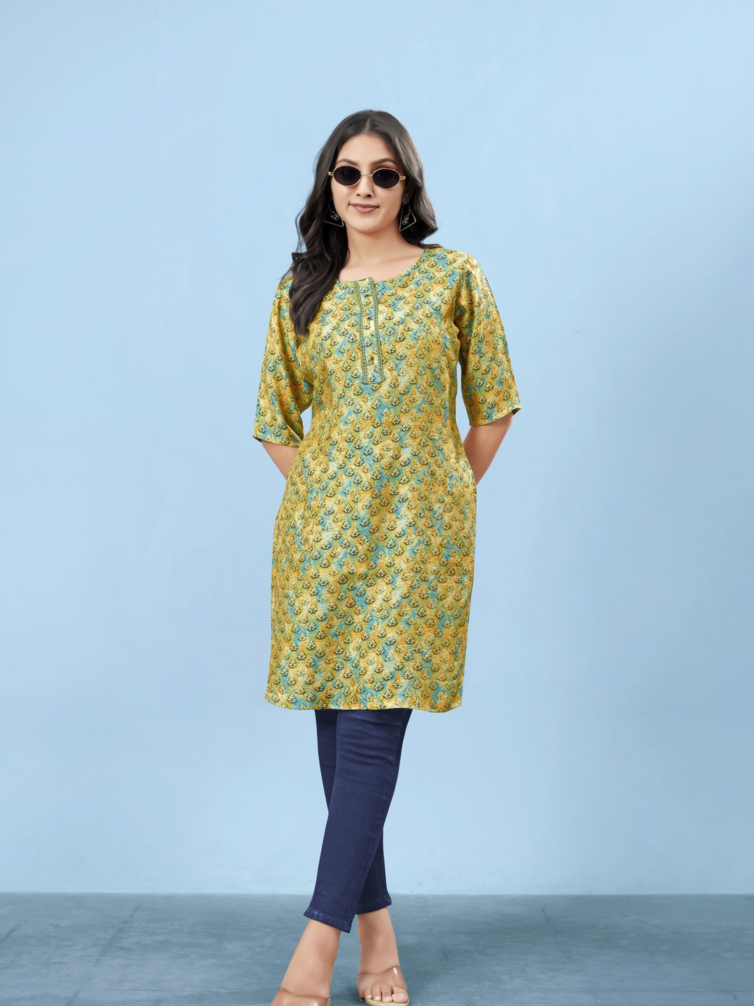 Silk Viscose with owen zari Digital Print with Inner