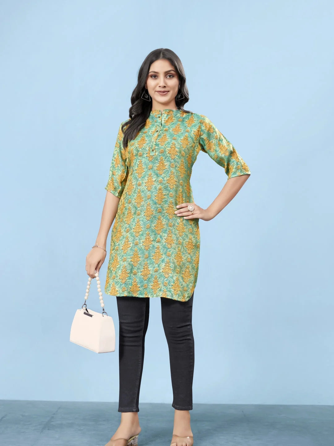 Silk Viscose with owen zari Digital Print with Inner-MLWSHKT8037MUL