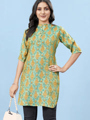 Silk Viscose with owen zari Digital Print with Inner-MLWSHKT8037MUL