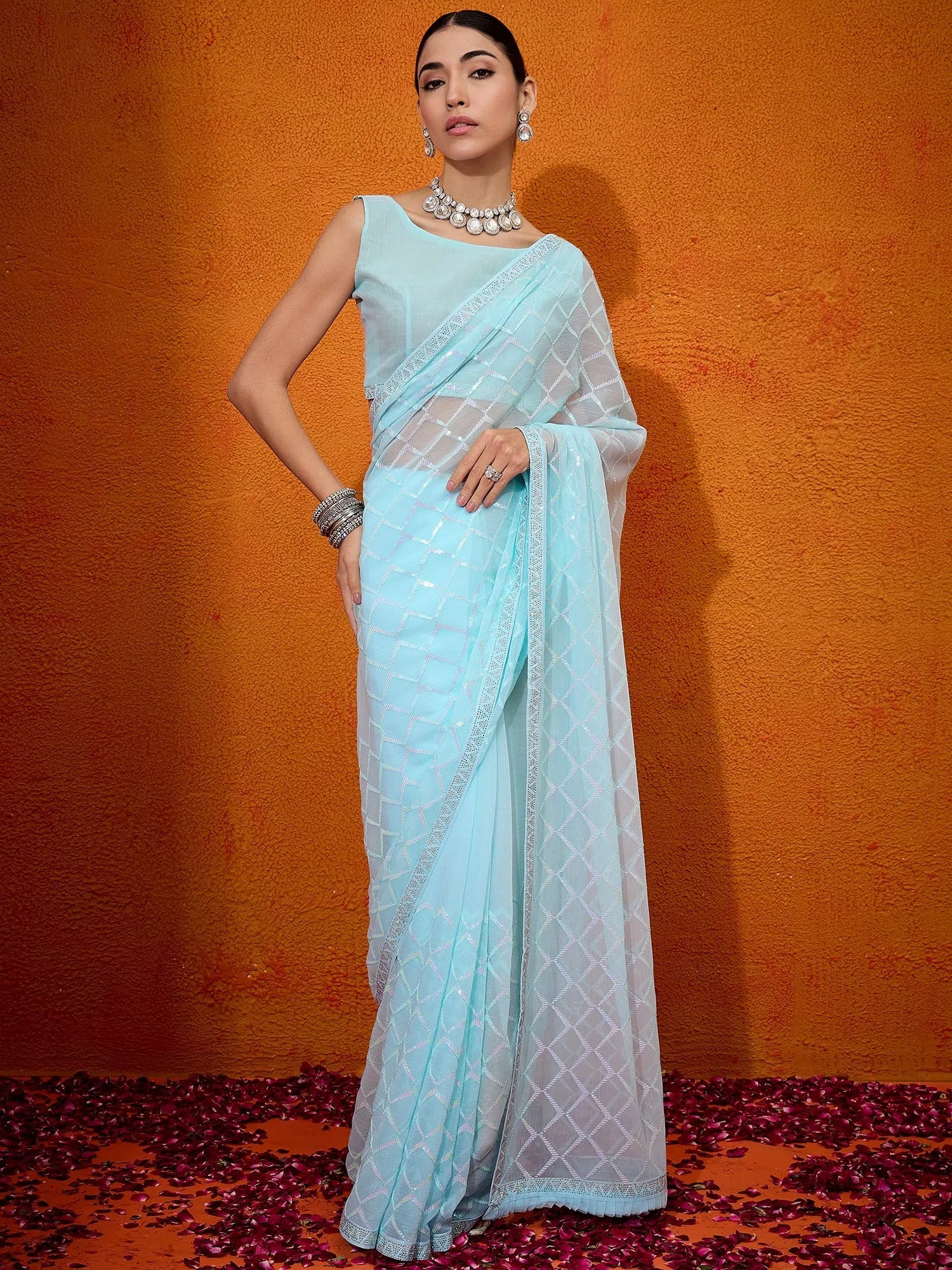Light Blue Designer Saree | Indian Wedding Sarees