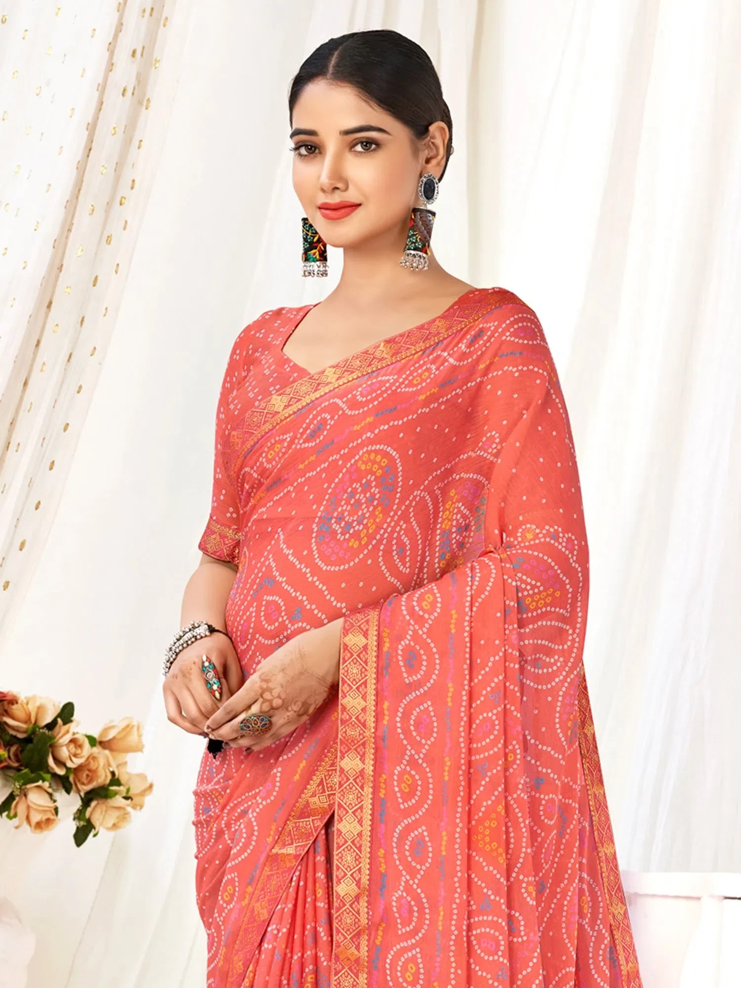 Peach Embellished Saree | Designer Sarees India