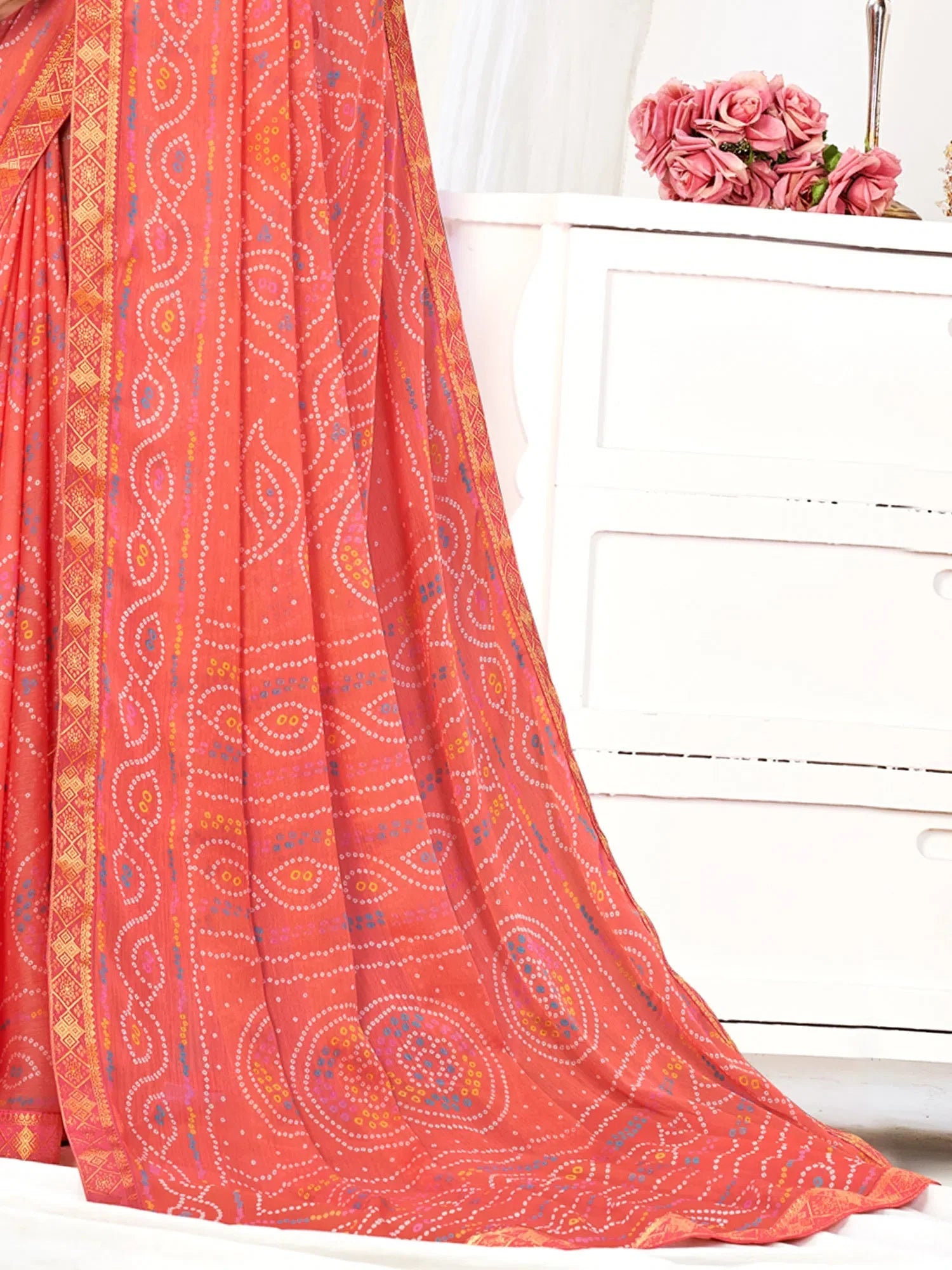 Peach Embellished Saree | Designer Sarees India