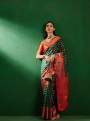 Womens Fashion Ethnic Green Color Sarees-MLSHWSA1273GRN0ONE
