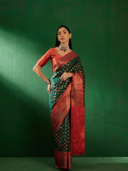 Womens Fashion Ethnic Green Color Sarees-MLSHWSA1273GRN0ONE