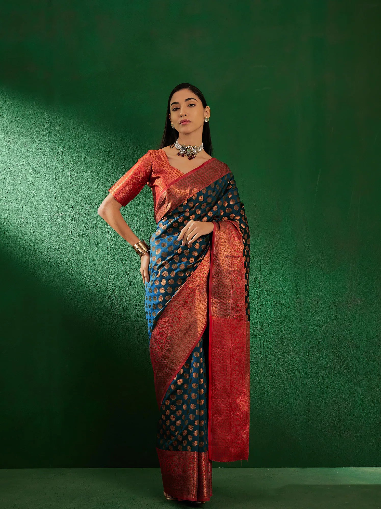 Teal Woven Design Indian Sarees - Designer Sarees
