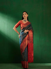 Womens Fashion Ethnic Teal Color Sarees-MLSHWSA1276TEL0ONE