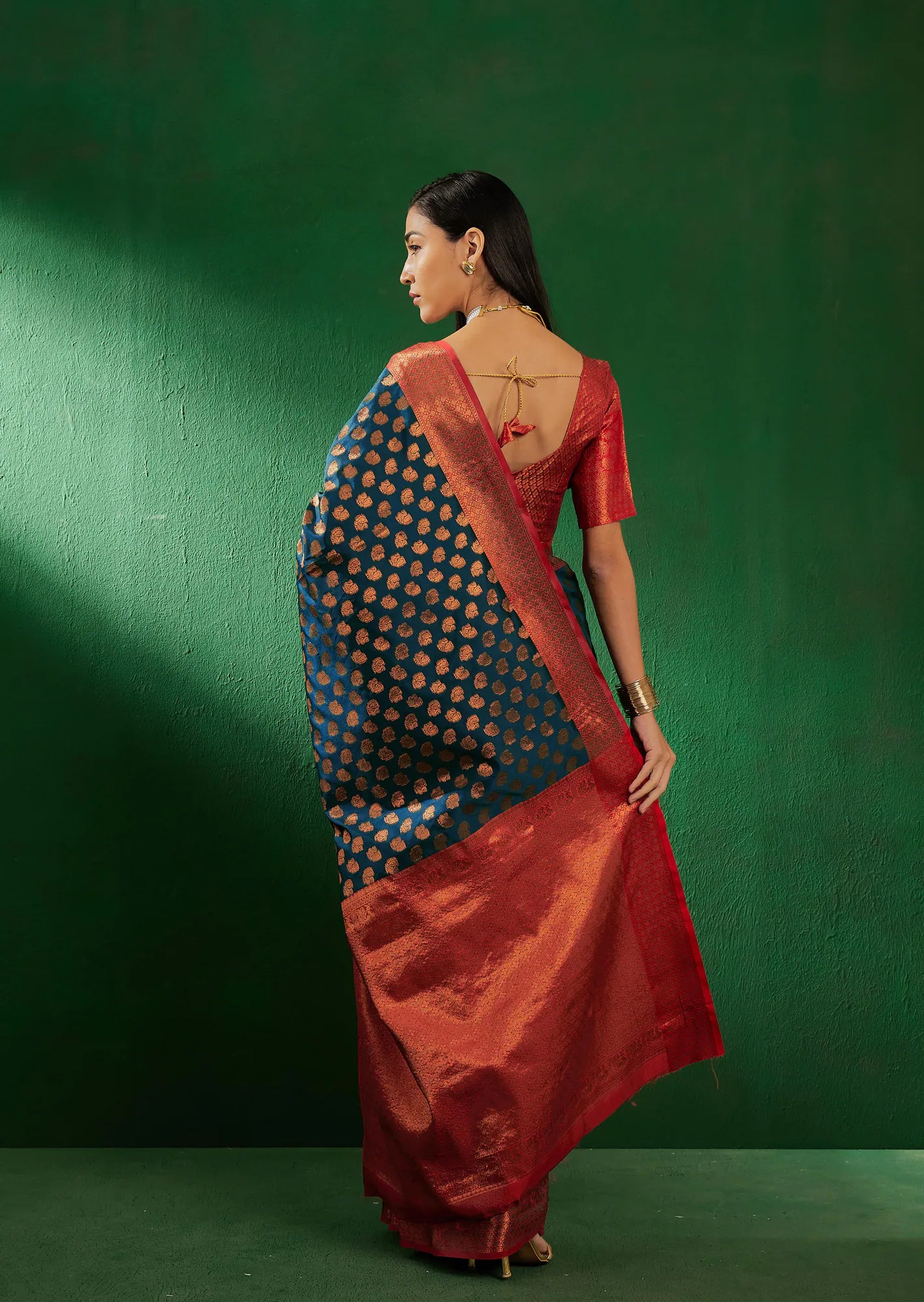 Teal Woven Design Indian Sarees - Designer Sarees