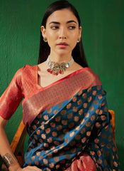 Womens Fashion Ethnic Teal Color Sarees-MLSHWSA1276TEL0ONE