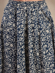 Stylum Women's Indigo Ethnic Printed Tiered Cotton Skirt (SKINDIGOSARGAM)