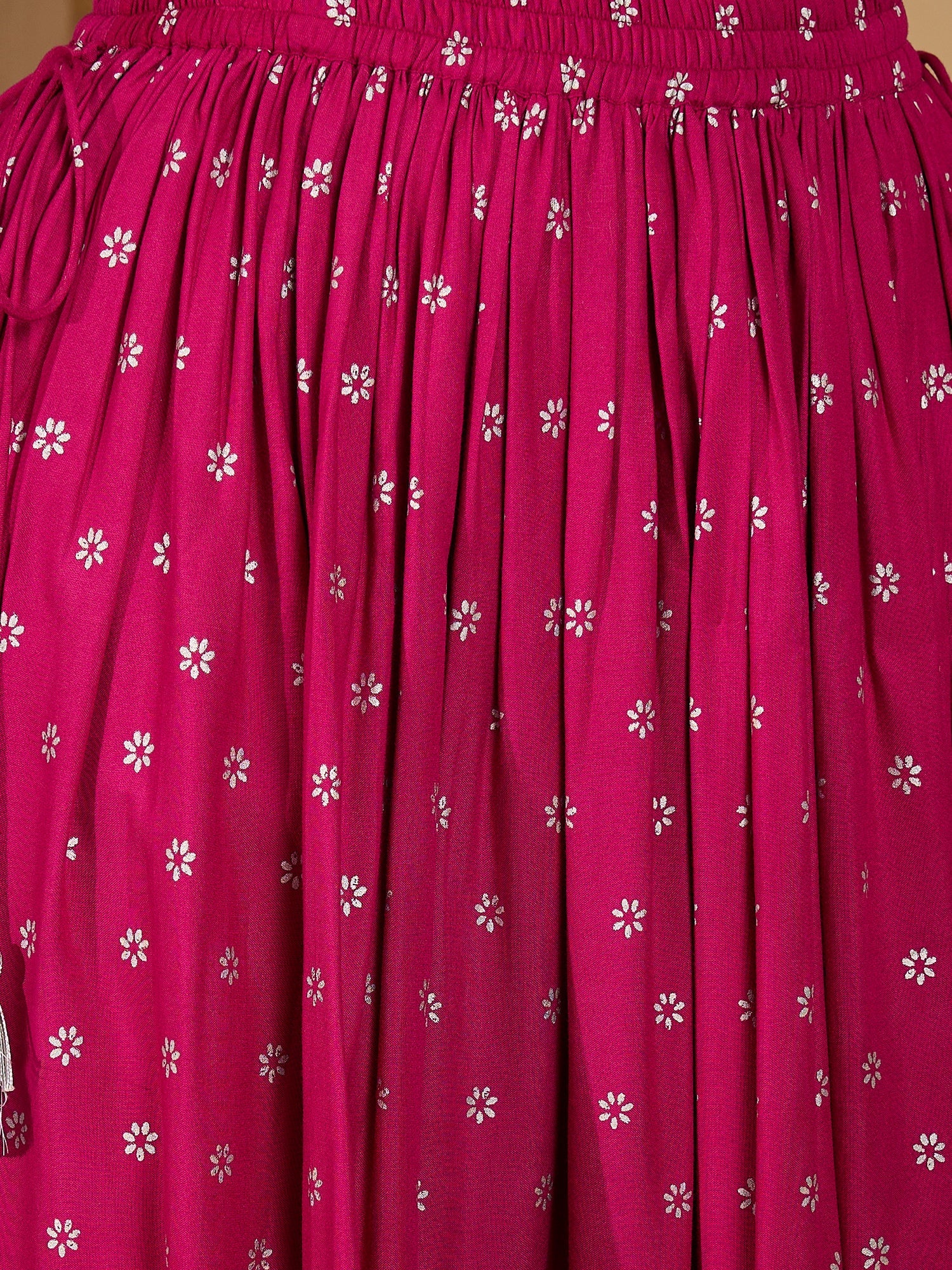 Women's Pink Ethnic Printed Rayon Skirt (SKPINKVOYLLA) | DesiQlo