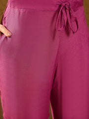 Women Purple Silk Blend Abstract Woven Design Straight Kurta Trousers With Dupatta-SKSKD3003