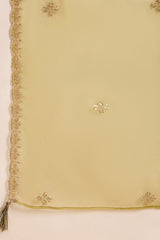 Green Silk Blend Floral Woven Design Straight Kurta Trousers With Dupatta SKSKD3004