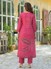 Women Pink Rayon Blend Bandhani Printed Straight Kurta Trouser With Dupatta-SKSKD3038