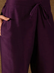 Women Purple Silk Blend Floral Foil Printed Straight Kurta Sets-SKSKD3041