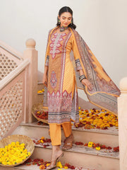 Women Yellow Rayon Blend Ethnic Motifs Printed Straight Kurta Trouser With Dupatta-SKSKD3052