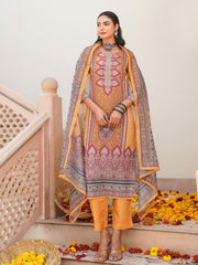 Women Yellow Rayon Blend Ethnic Motifs Printed Straight Kurta Trouser With Dupatta-SKSKD3052
