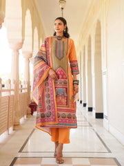 Women Yellow Rayon Blend Ethnic Motifs Printed Straight Kurta Trouser With Dupatta-SKSKD3061