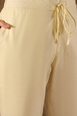 Off White Chanderi Woven Design Jacquard Straight Kurta Trouser with Dupatta SKSKD3067