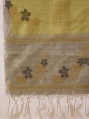 Women Lime Green Pure Silk Solid Woven Design Straight Kurta Trousers With Dupatta-SKSKD3073