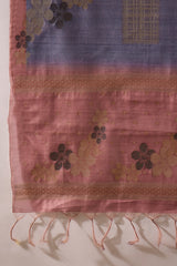 Purple Chanderi Solid Woven Design Straight Kurta Trouser With Dupatta SKSKD3074