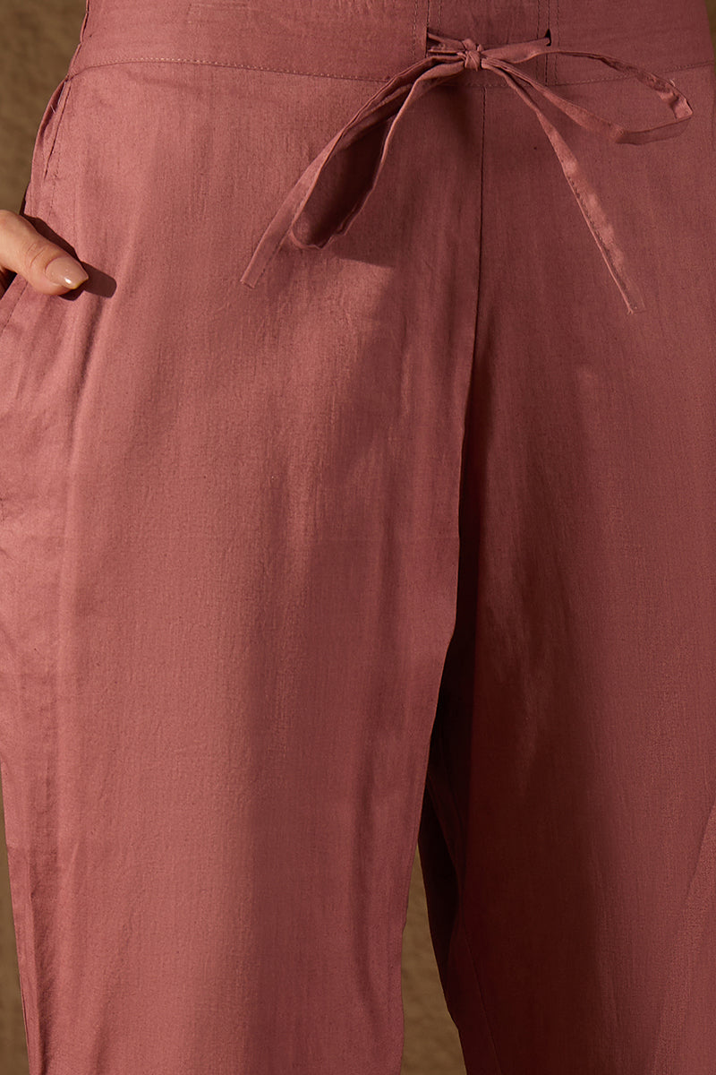 Purple Chanderi Solid Woven Design Straight Kurta Trouser With Dupatta SKSKD3074